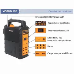MOVI - Kit Solar de Emergencia Multifuncional con 4 Ampolletas LED, Radio y Carga para Dispositivos
