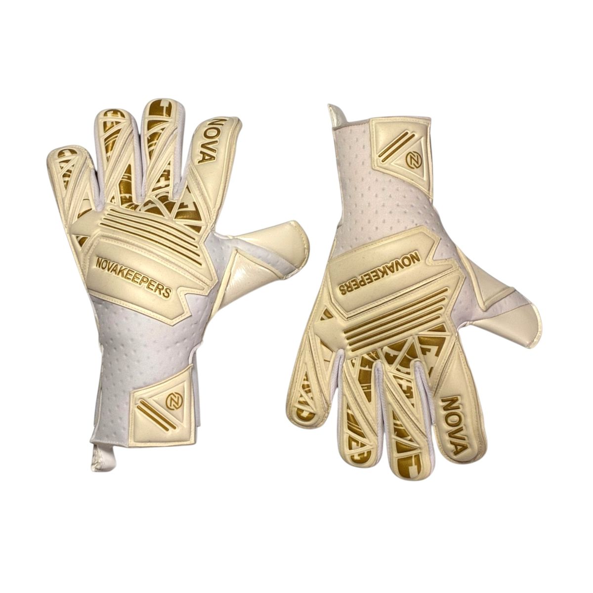 GENERICO - Guantes de Arquero Profesionales - Supernova Blanco Dorado Talla 8