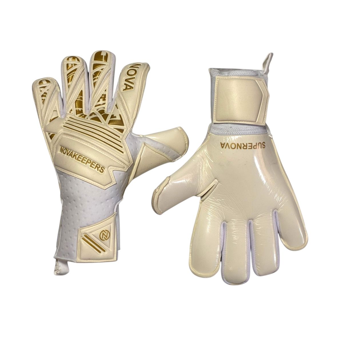 GENERICO - Guantes de Arquero Profesionales - Supernova Blanco Dorado Talla 9
