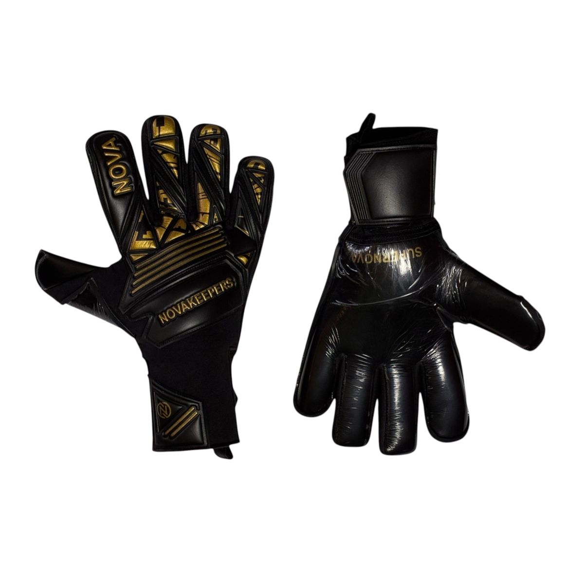 GENERICO - Guantes de Arquero Profesionales - Supernova Negro Dorado Talla 9