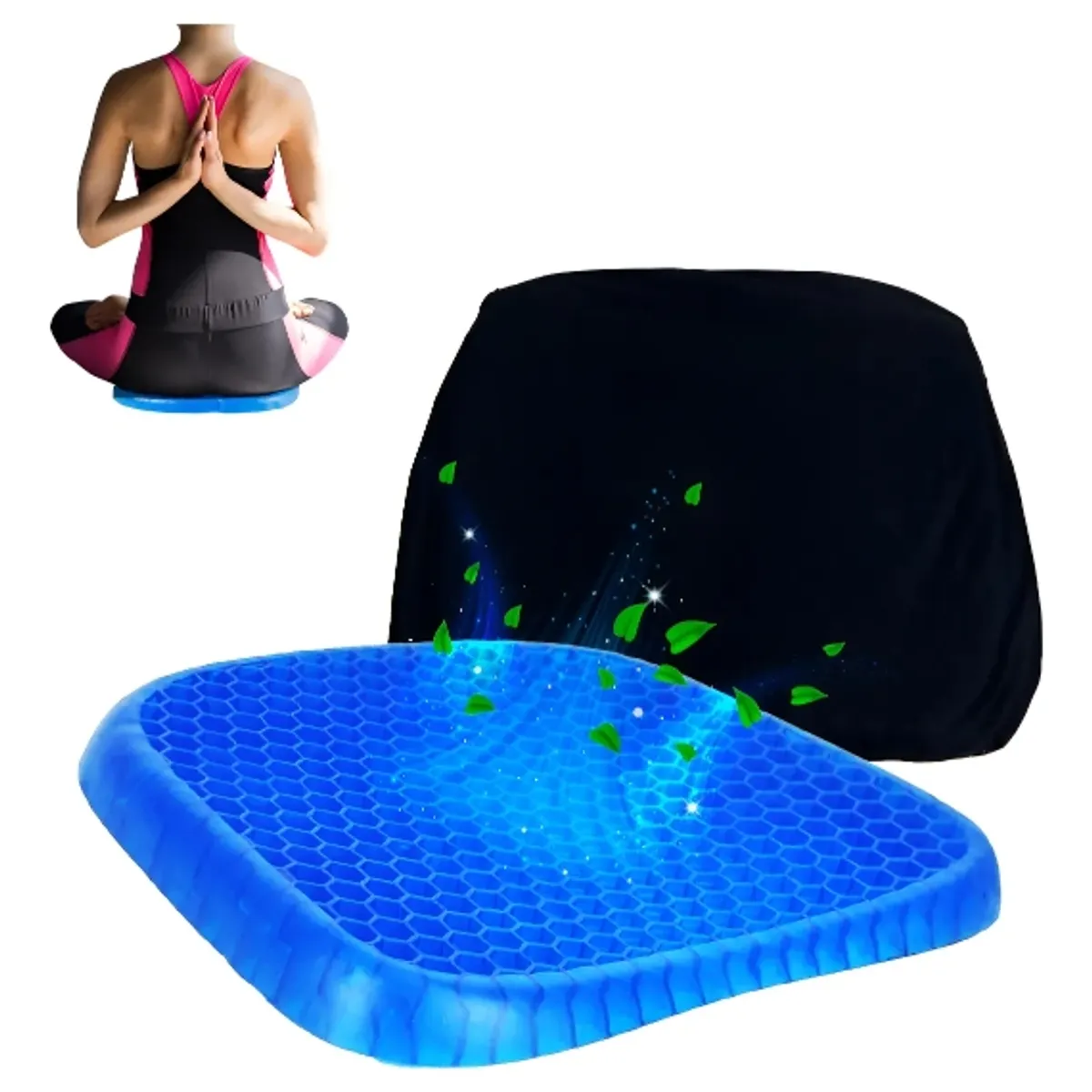 IRM - Cojin Gel Ortopedico Tipo Panal Para Silla Con Funda Respirable Alivia Dolor Espalda FIGOIMPORT