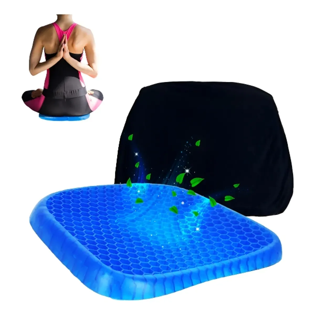 IRM - Cojin Gel Ortopedico Tipo Panal Para Silla Con Funda Respirable Alivia Dolor Espalda FIGOIMPORT