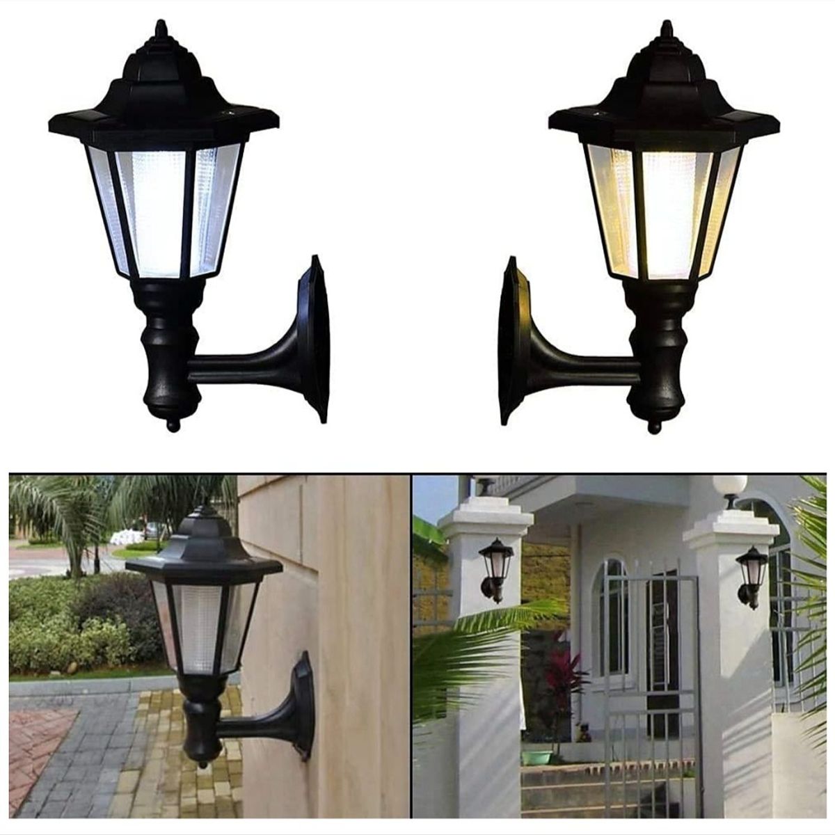 GENERICO - Farol Solar Exterior de Pared Estilo Clásico Victorino Negro