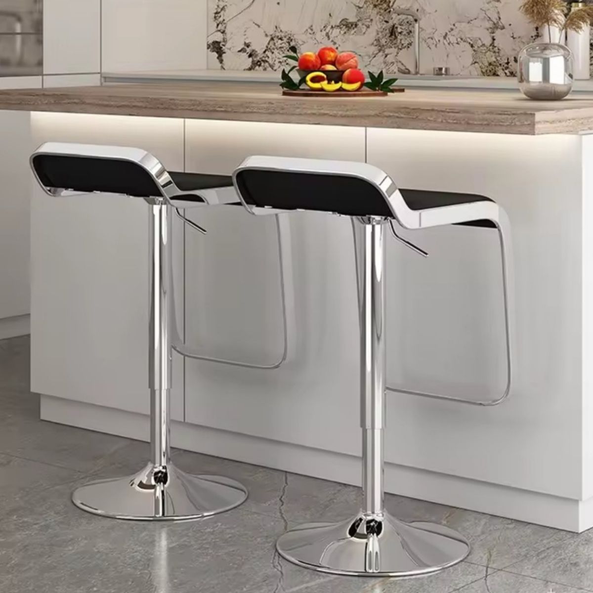 ARTIHOGAR - Pack Sillas Bar Enzo Taburete De Luxe Regulable Negras