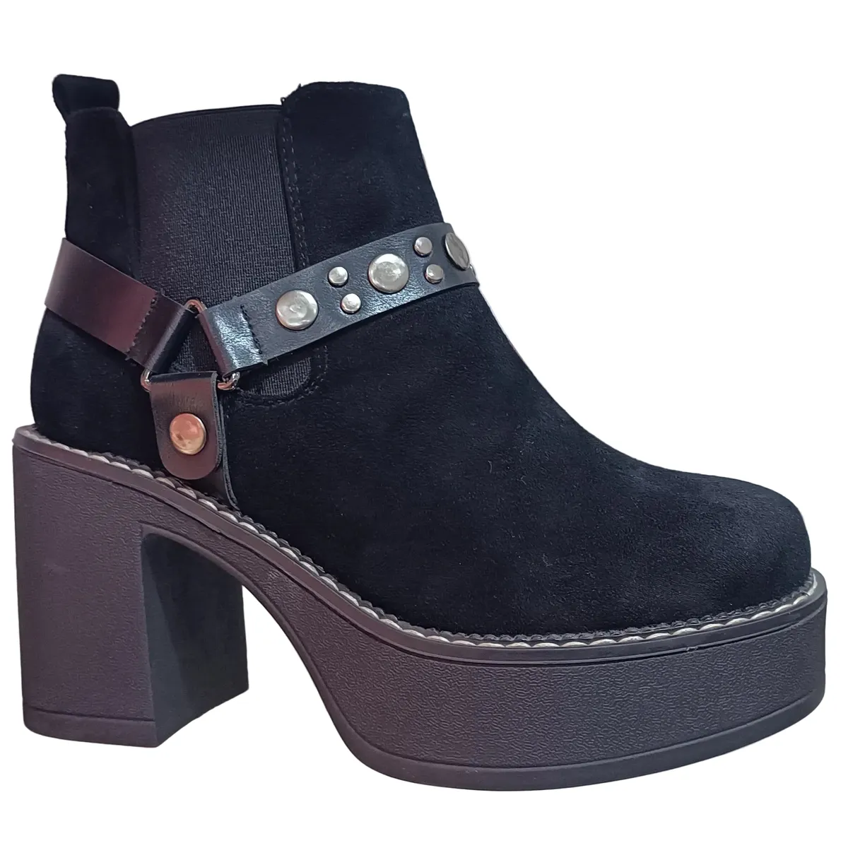 POZATINI - BOTIN MUJER PLATAFORMA MICROFIBRA NEGRO HEBILLA
