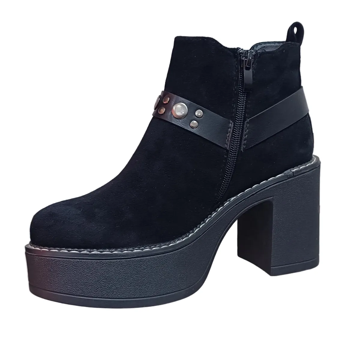 POZATINI - BOTIN MUJER PLATAFORMA MICROFIBRA NEGRO HEBILLA