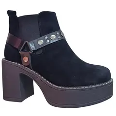 POZATINI - BOTIN MUJER PLATAFORMA MICROFIBRA NEGRO HEBILLA