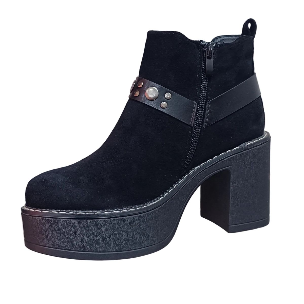 POZATINI - BOTIN MUJER PLATAFORMA MICROFIBRA NEGRO HEBILLA