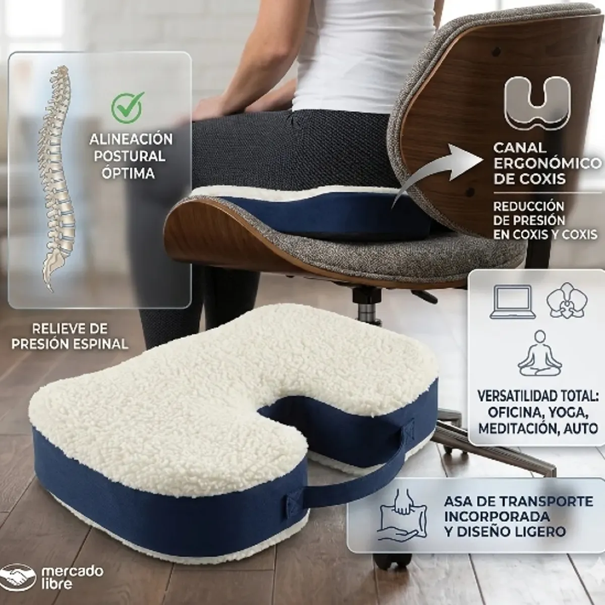 IRM - Cojin Soporte Lumbar Ortopedico Silla Oficina Auto Ergonomico Respaldo Espalda Almohada FIGOIMPORT