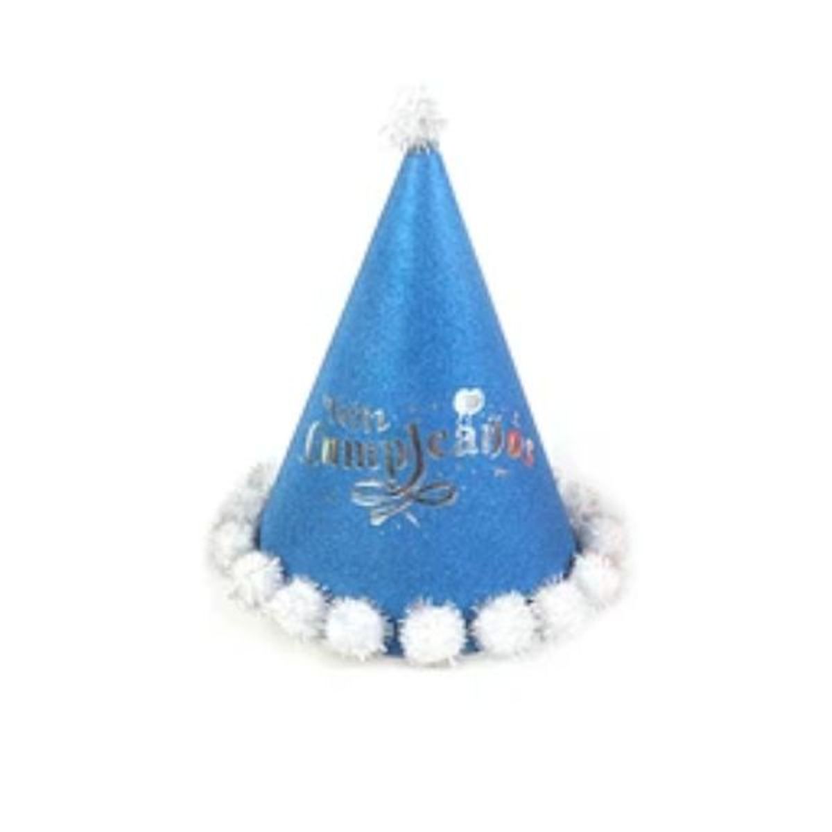 GENERICO - Gorro Feliz Cumpleaños Azul 19x24cm