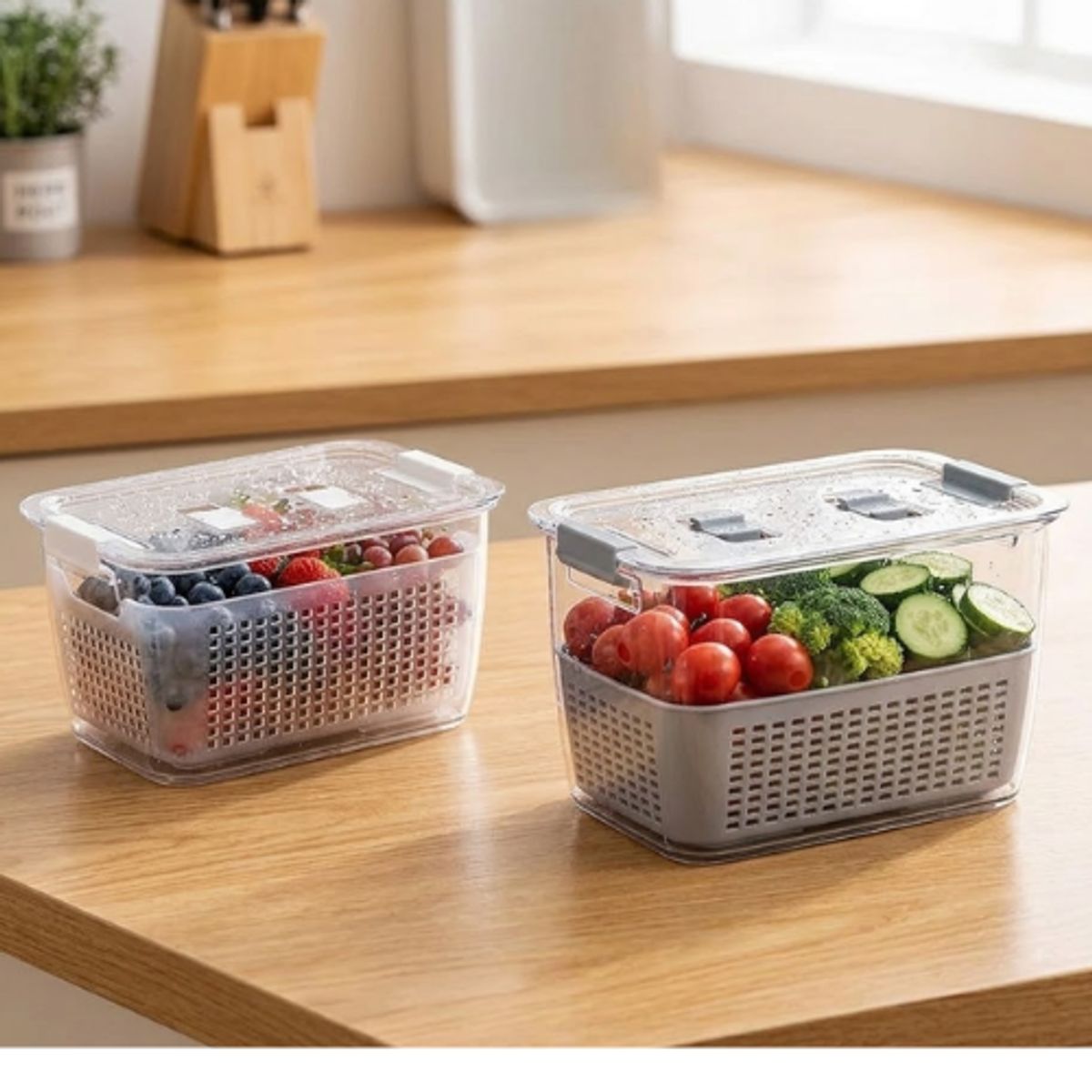 GENERICO - Recipientes Hermeticos De Plastico Con Colador 14X9X9CM