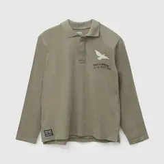 COLLOKY - Polera Niño Algodón Cuello Polo Verde