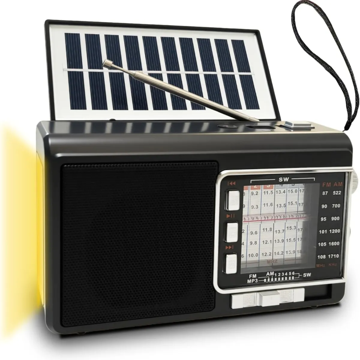 GENERICO - Radio Portatil con Panel Solar y Linterna