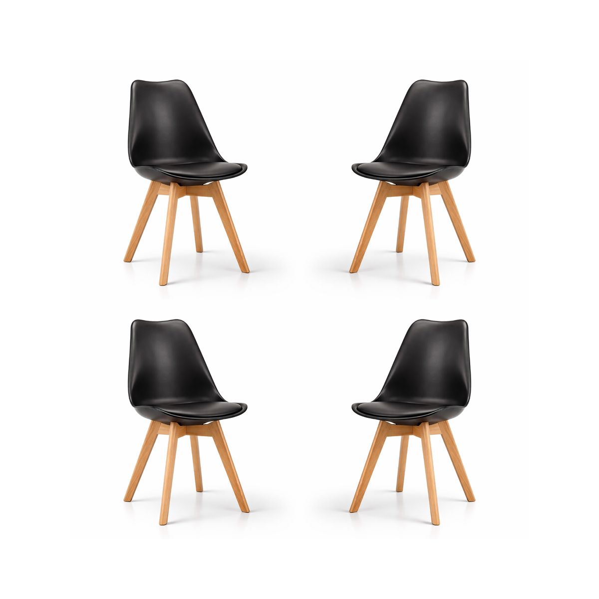 GENERICO - Pack 4 Sillas Tulip Negro