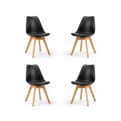 GENERICO - Pack 4 Sillas Tulip Negro