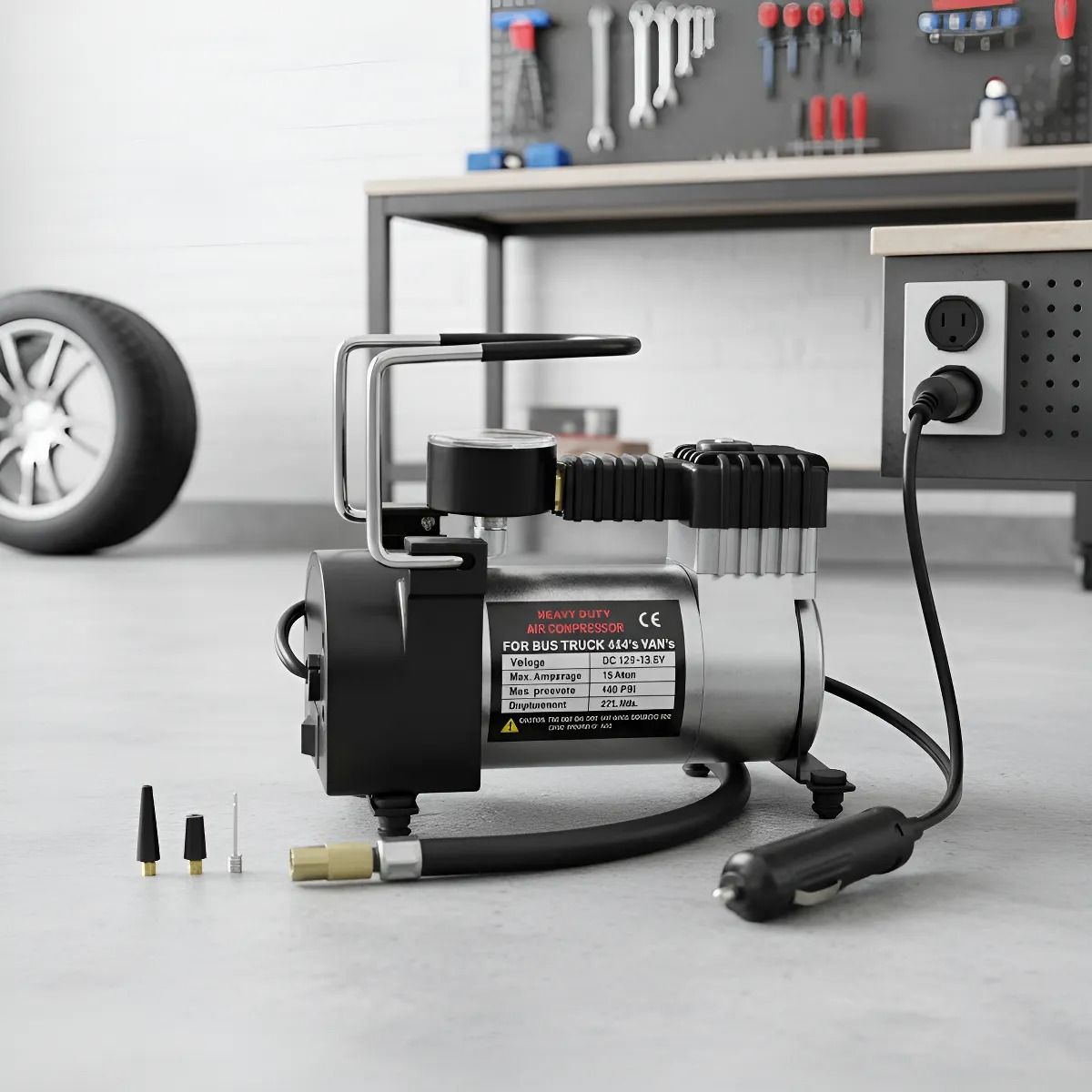 GENERICO - Compresor Aire Metalico Vehiculo Auto Moto Color Plateado Plateado