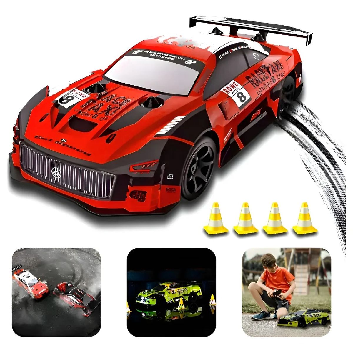 GENERICO - Auto Drift Control Remoto 4x4 Luces Neumáticos Repuestos Rojo Auto Drift