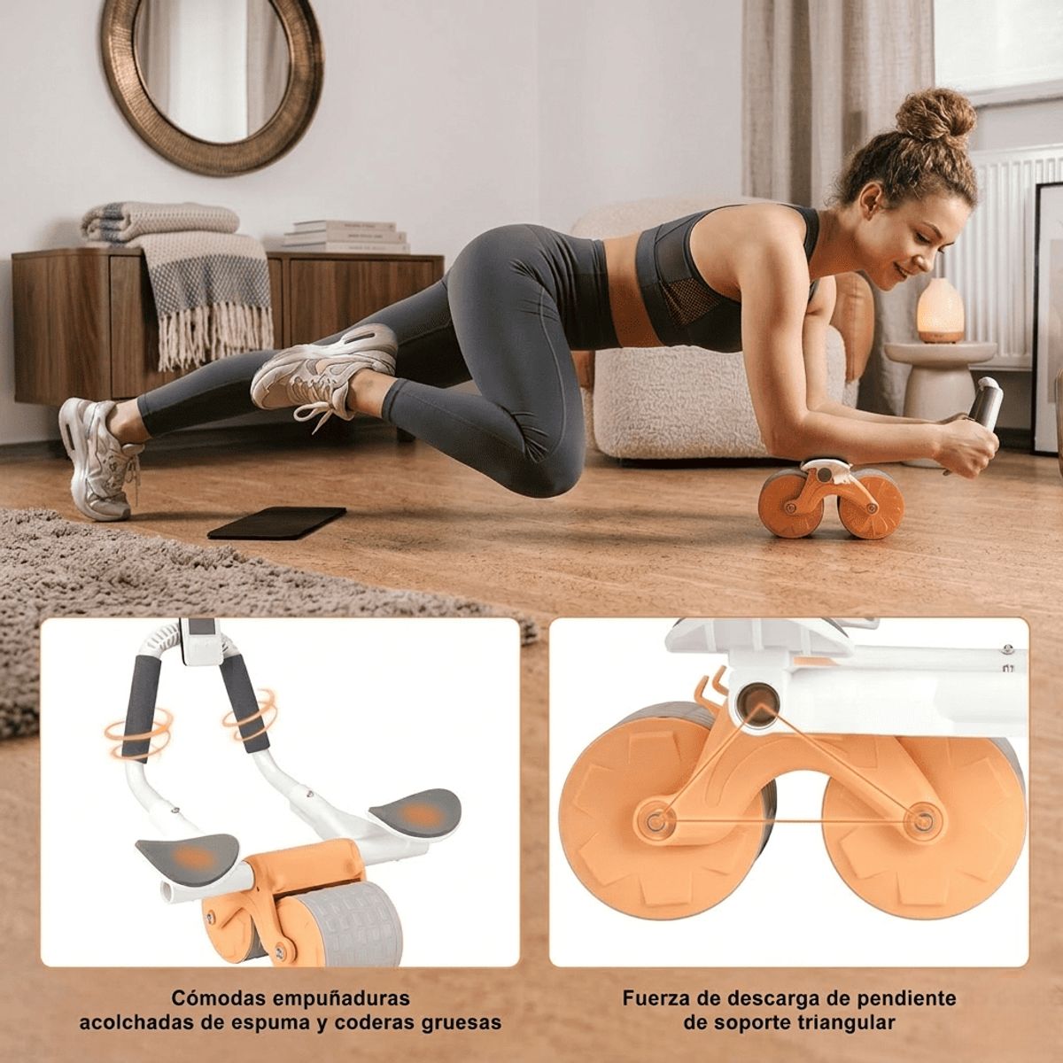 MOVI - Rueda Abdominal Rebote Automático Contador Ejercicio Casa Fitness
