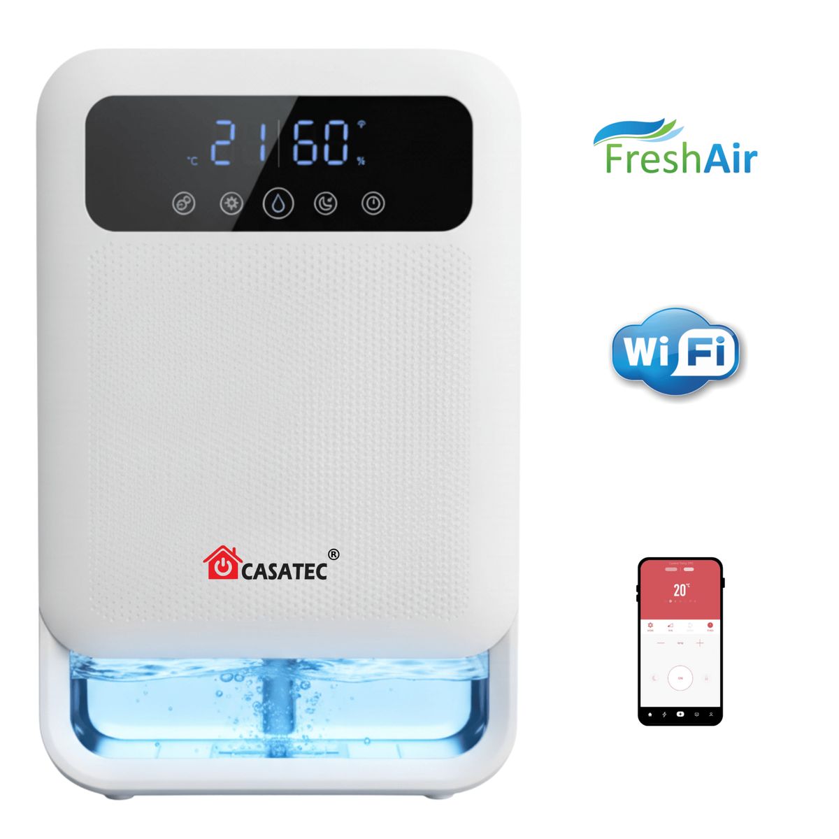 CASATEC - Deshumidificador De Aire SmartDry Pro Wifi con Ionizador de aire 3.8 Lts - Casatec