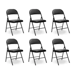 GENERICO - Pack 6 Silla Plegable Negro Acolchada