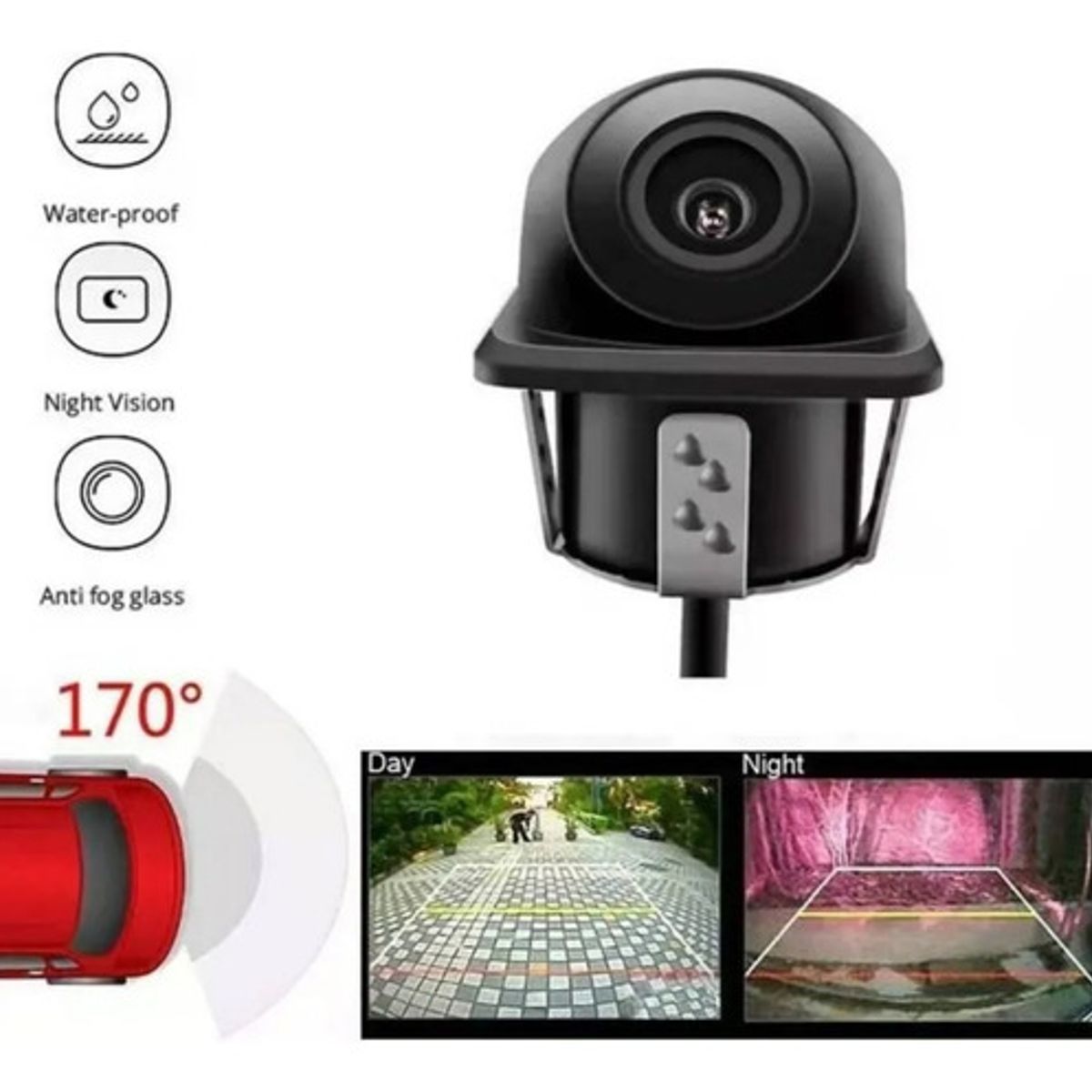 GENERICO - Cámara De Retroceso Angular Auto Embutida Visión Nocturna Hd Negro