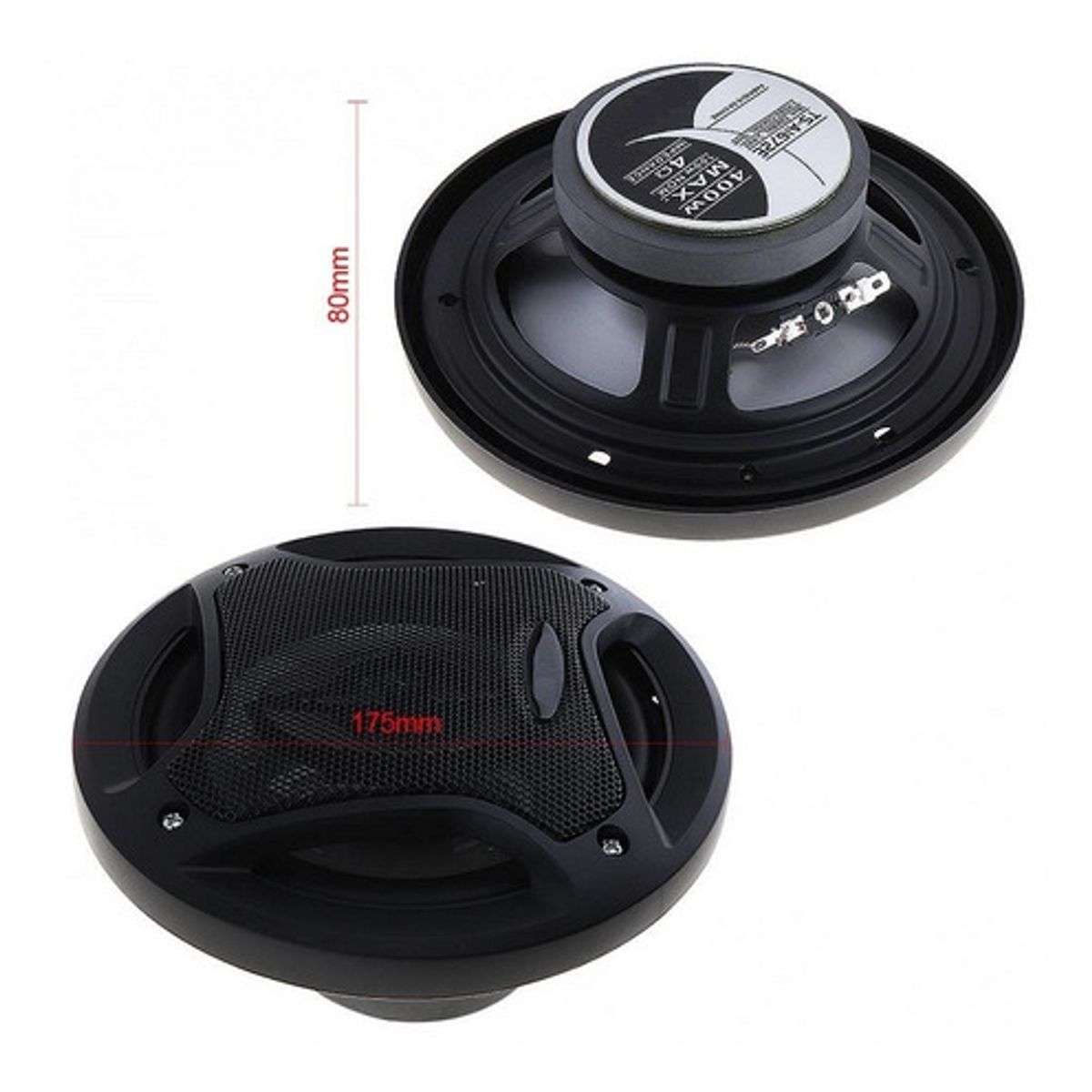 GENERICO - Kit 2 Parlantes Auto 16cm Redondo 400w Coaxial  213025 Negro-213025 C47