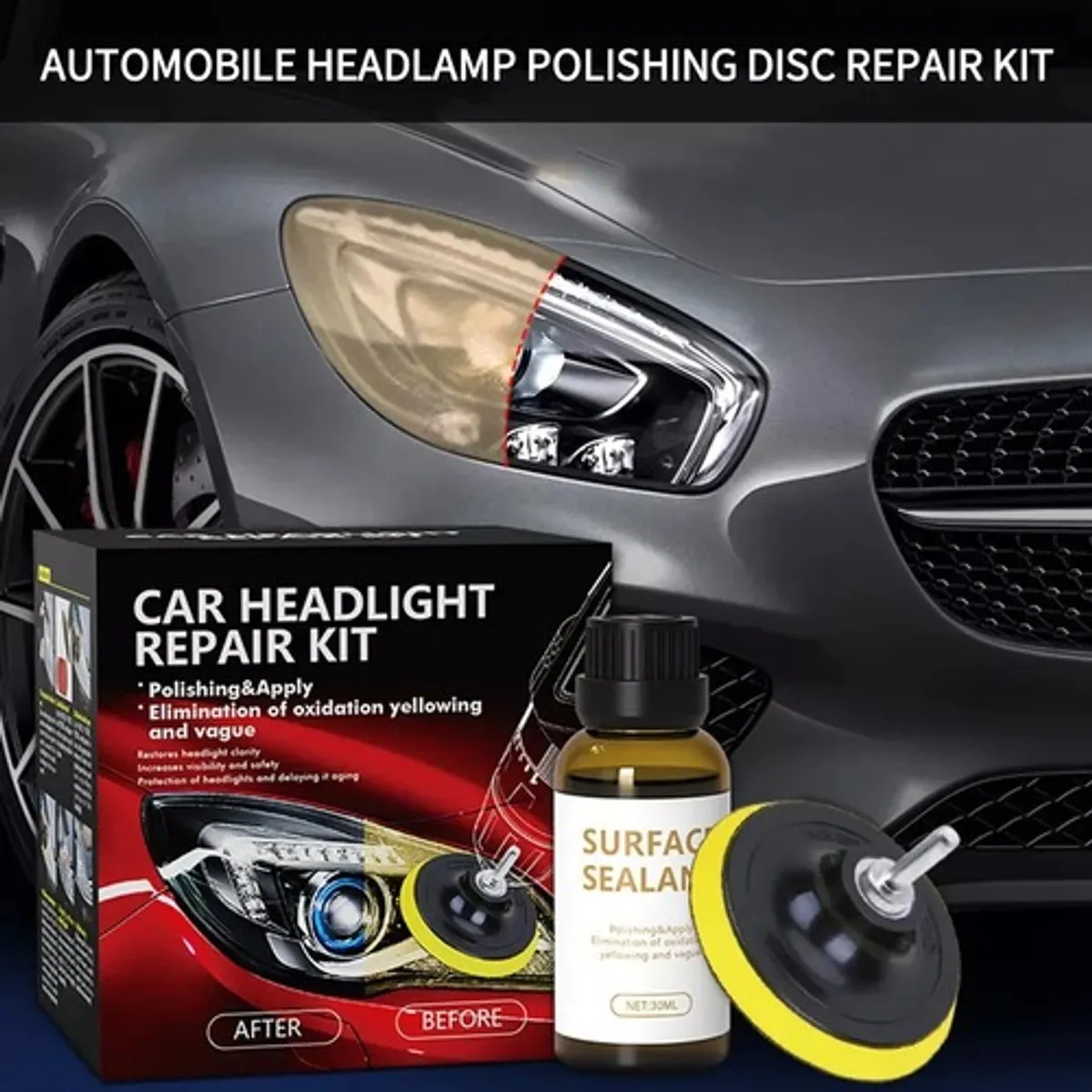 GENERICO - Kit Repara Foco Optico Completo Para Pulir Limpiar  215119 Negro