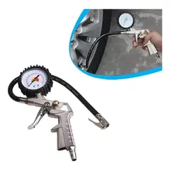 GENERICO - Inflador Portátil Neumáticos Jiecte Con Manómetro 0-220 PSI Negro Gris