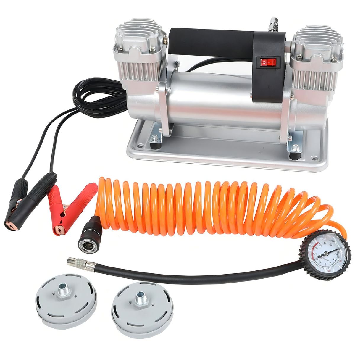 GENERICO - Compresor Inflador 2 Cilindros 150 Psi Auto 480w Camion Color Gris - 271046 Fase eléctrica Monofásica Frecuencia 150psi