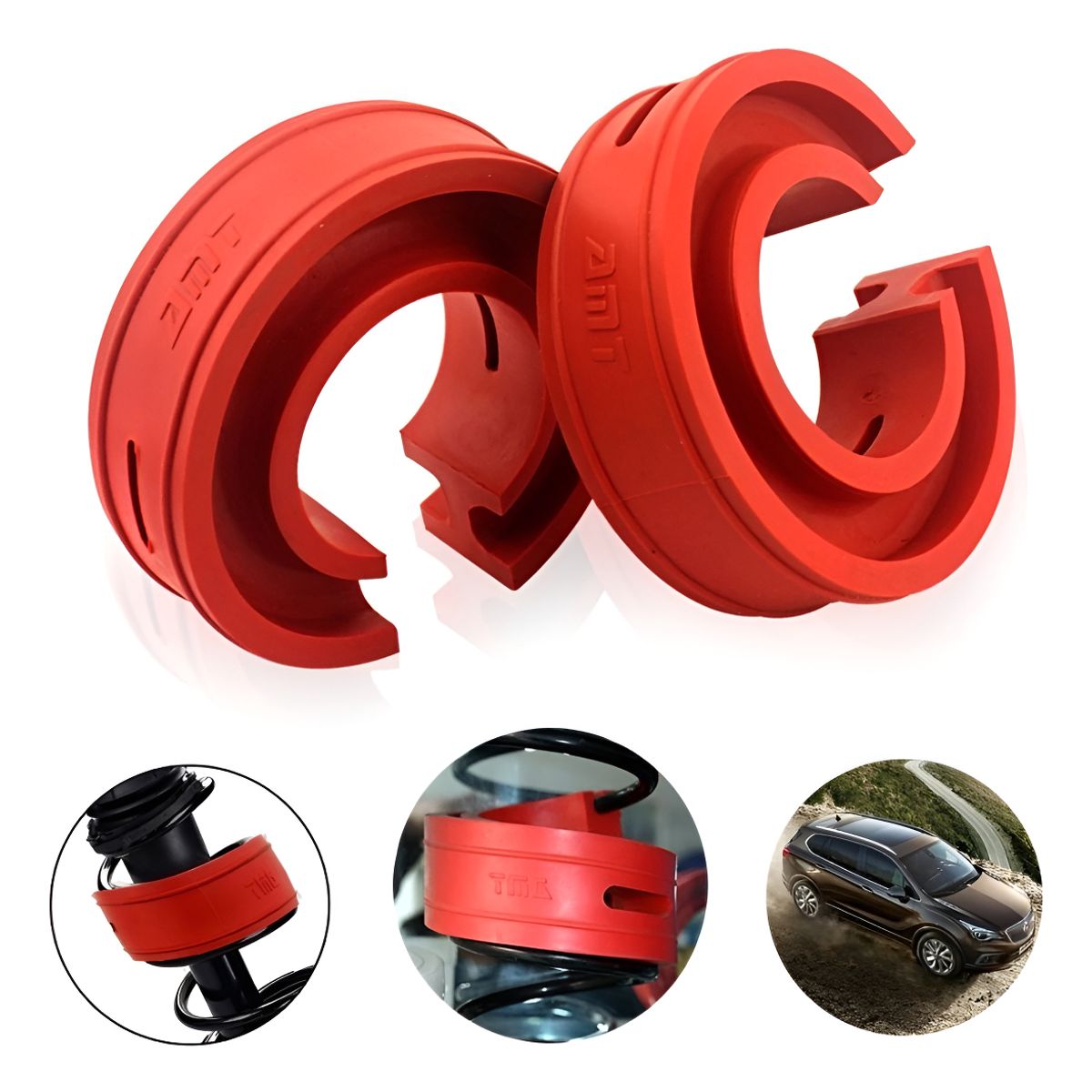 GENERICO - Kit Par Jinke Tope De Goma Espiral Amortiguación Auto