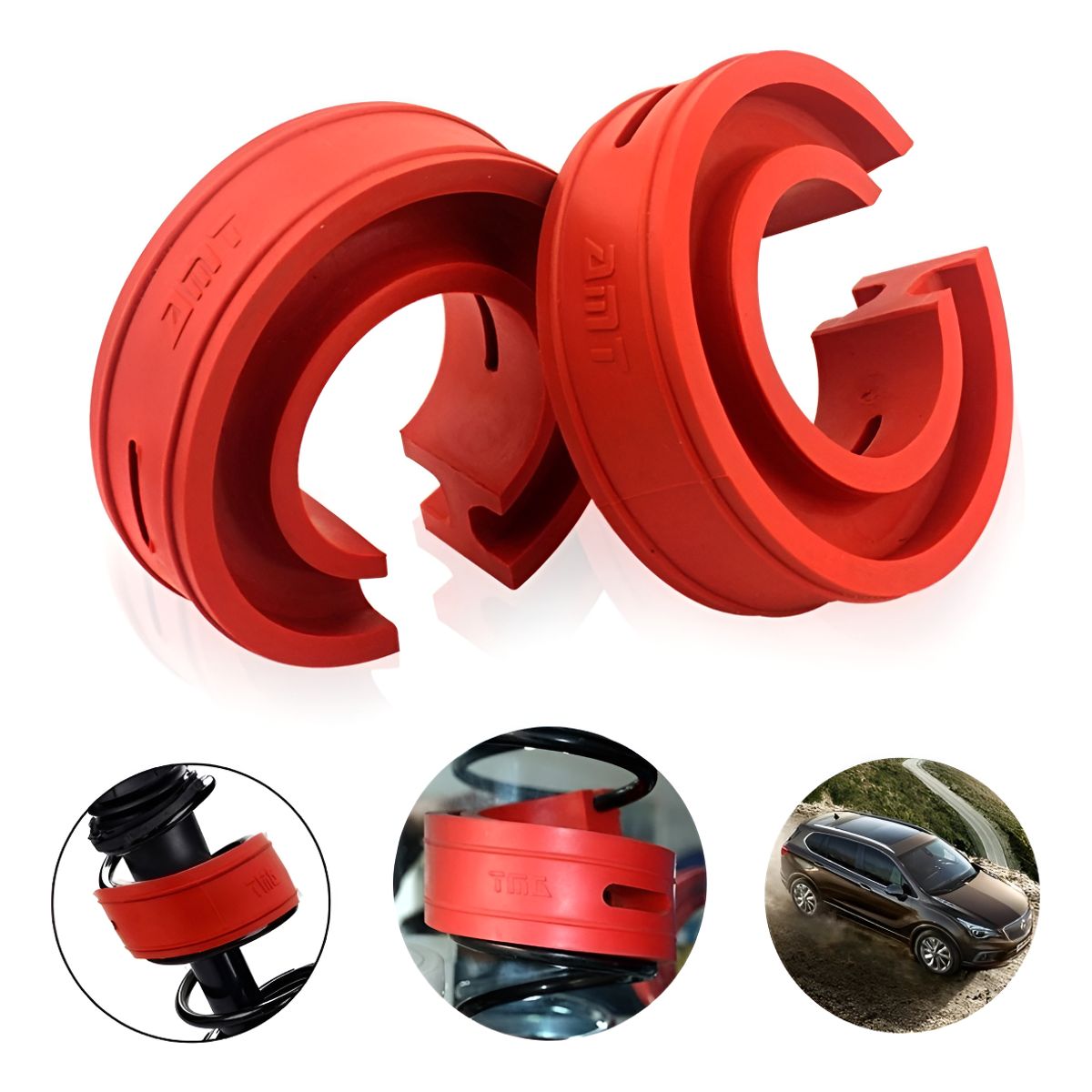 GENERICO - Kit Par Jinke Tope De Goma Espiral Amortiguación Auto