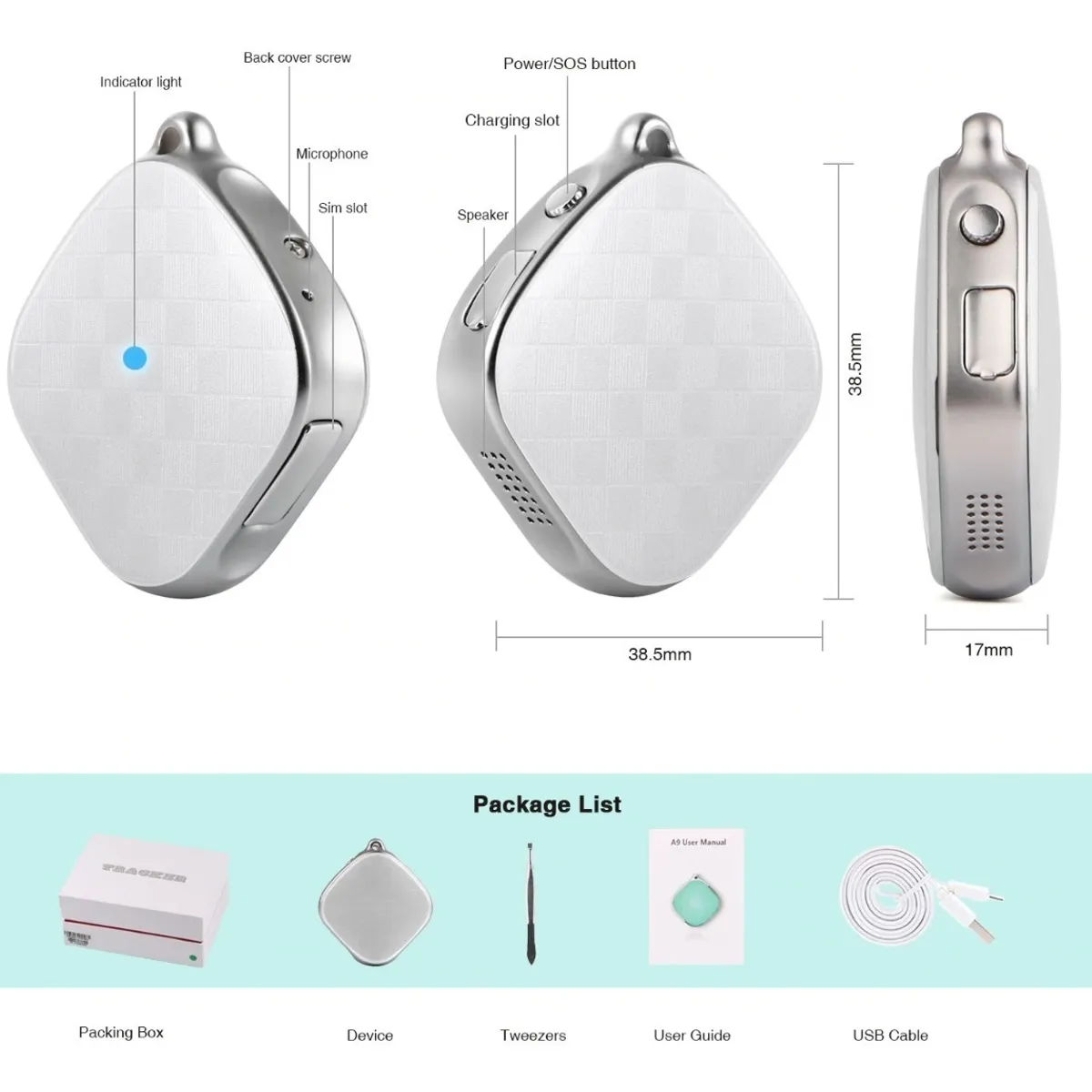 GENERICO - Colgante Mini Gps Tracker Gsm Lbs Wifi Locator Tiempo Real