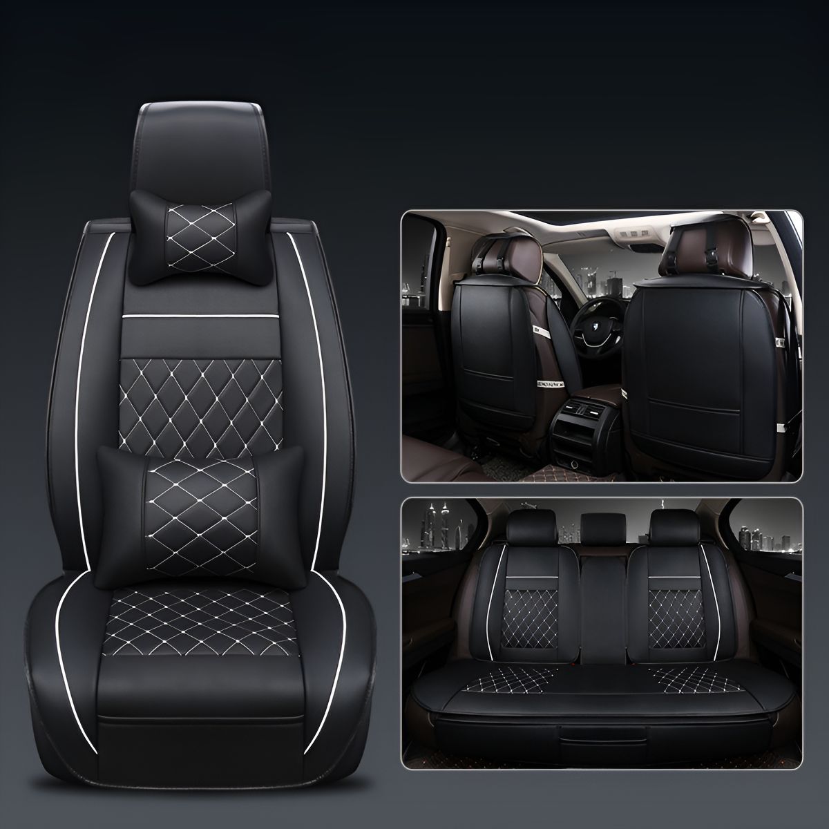 GENERICO - Kit Funda Cubre Asiento Auto Premium Luxury Con 4 Almoadilla