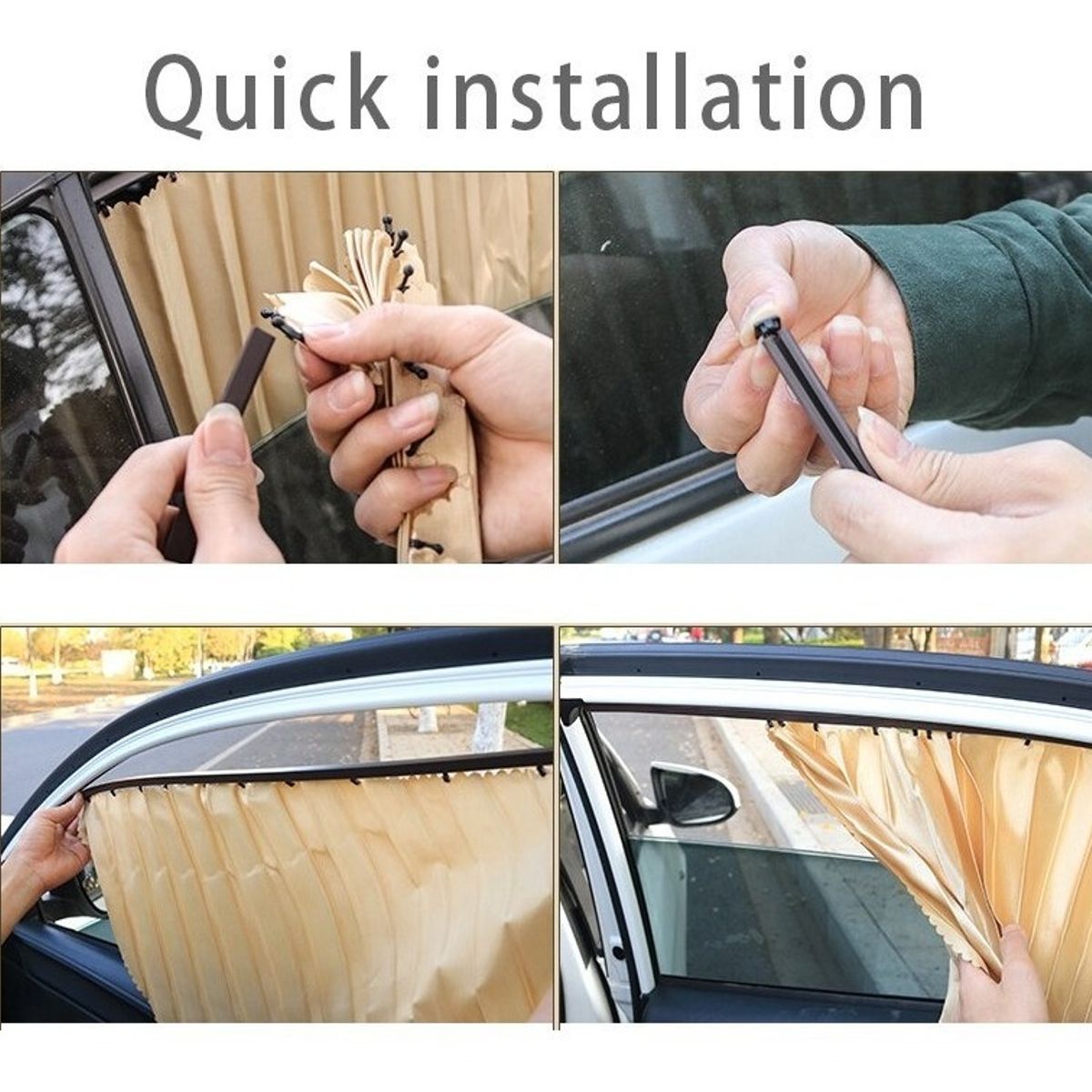 GENERICO - Set 4 Quitasol Retractil Parasol Enrollable Ventana 75x45cm