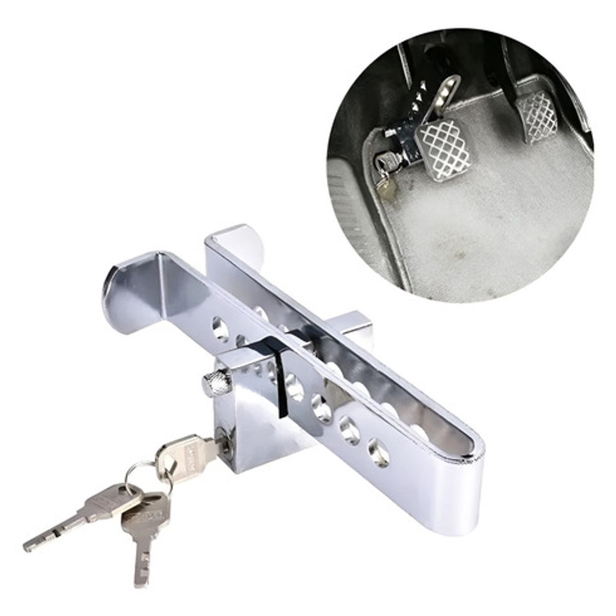 GENERICO - Traba Pedal + Candado + Llaves Seguridad Auto Robo  212003 213146 C