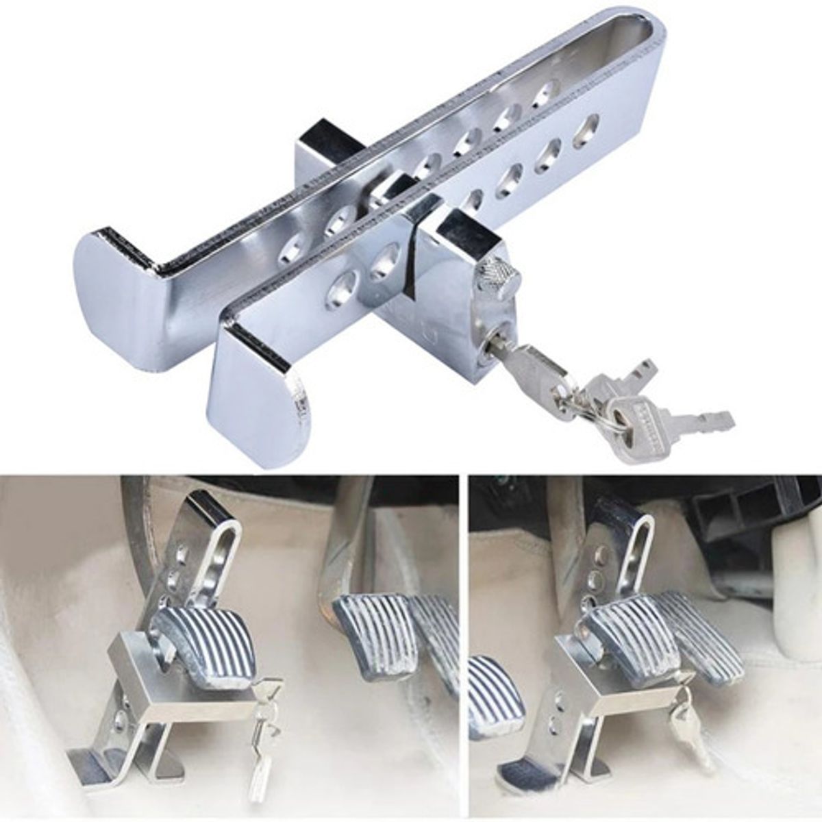 GENERICO - Traba Pedal + Candado + Llaves Seguridad Auto Robo  212003 213146 C