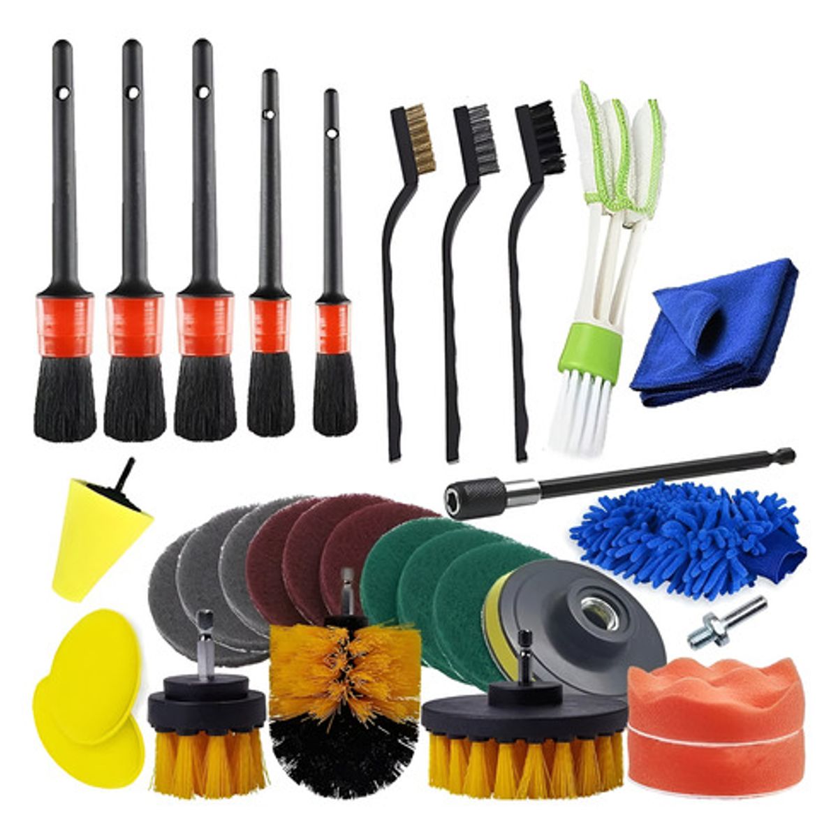 GENERICO - Limpieza De Auto Kit 40 Piezas Interior Exterior Pad Taladro 212054
