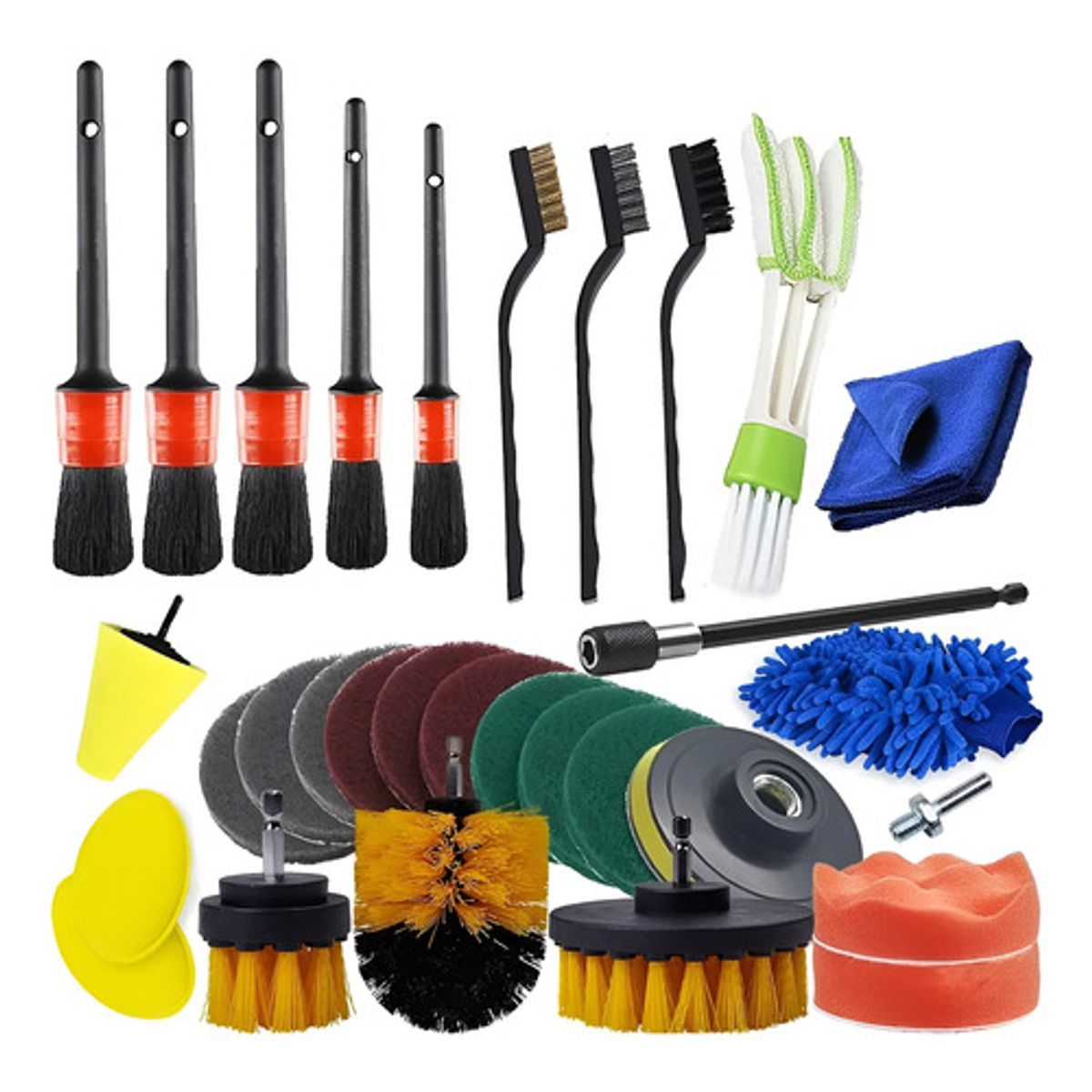 GENERICO - Limpieza De Auto Kit 40 Piezas Interior Exterior Pad Taladro 212054