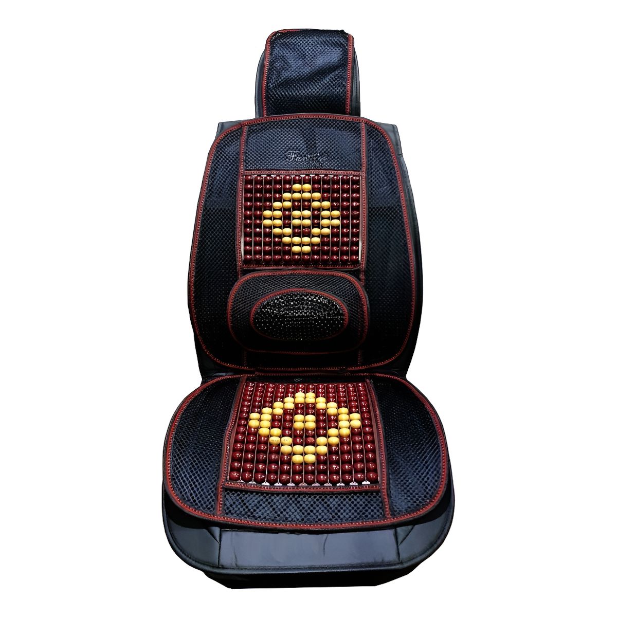 GENERICO - Cubre Asiento Respaldo Bolas Madera Bambu Esferas Verano