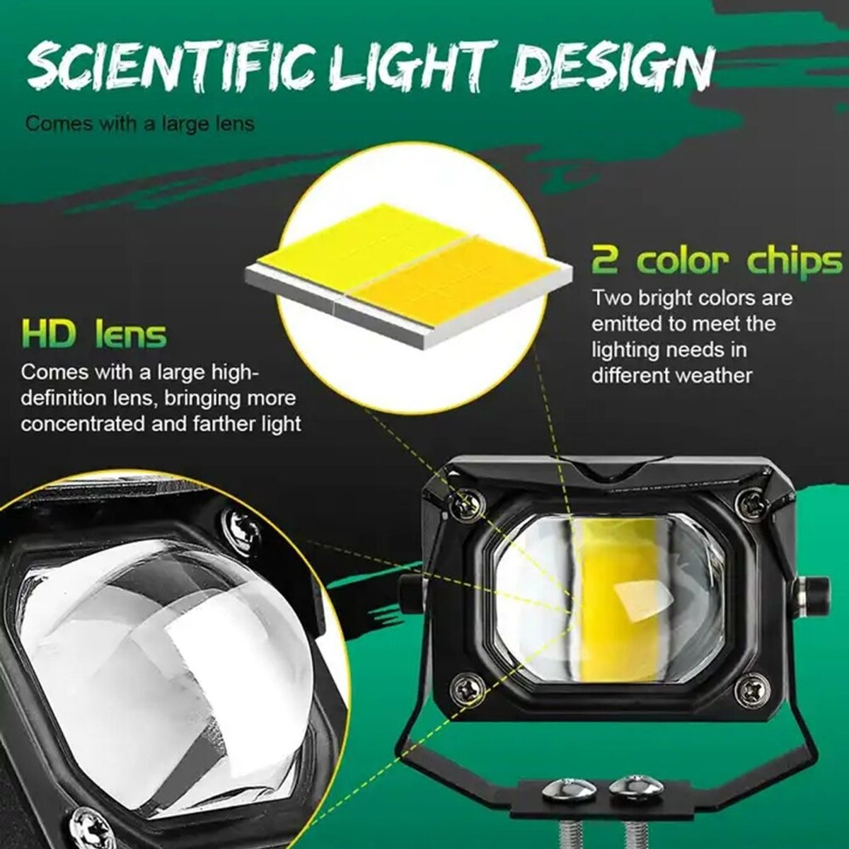GENERICO - X2 Luces Foco Neblinero Led 30w Estroboscopica Bicolor Lupa