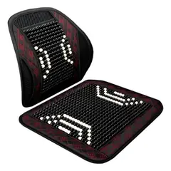 GENERICO - Kit Cubre Asiento Lumbar Bolas Madera Bambu Esferas Verano