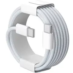 GENERICO - Cable Carga Rápida Celular 3.1 A Tipo C a C 2 mt Telefono Smartphone Grueso Tipo C a Tipo C Blanco