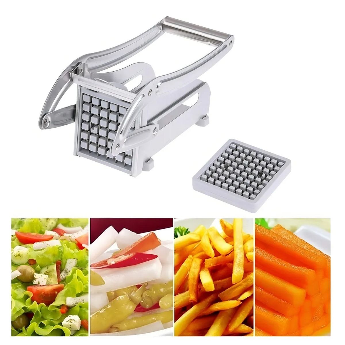 GENERICO - Cortador de papas fritas de acero inoxidable picador de verduras rebanador de cebollas industrial