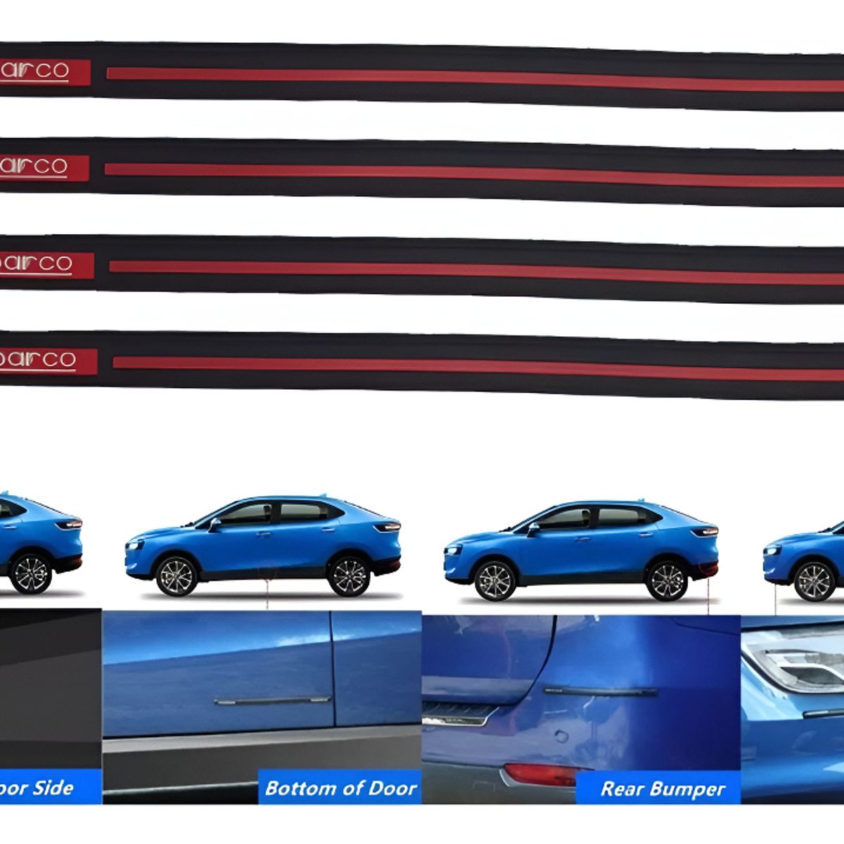 GENERICO - X4 Tope De Puerta Goma Universal Adhesivo Tuning Parachoques