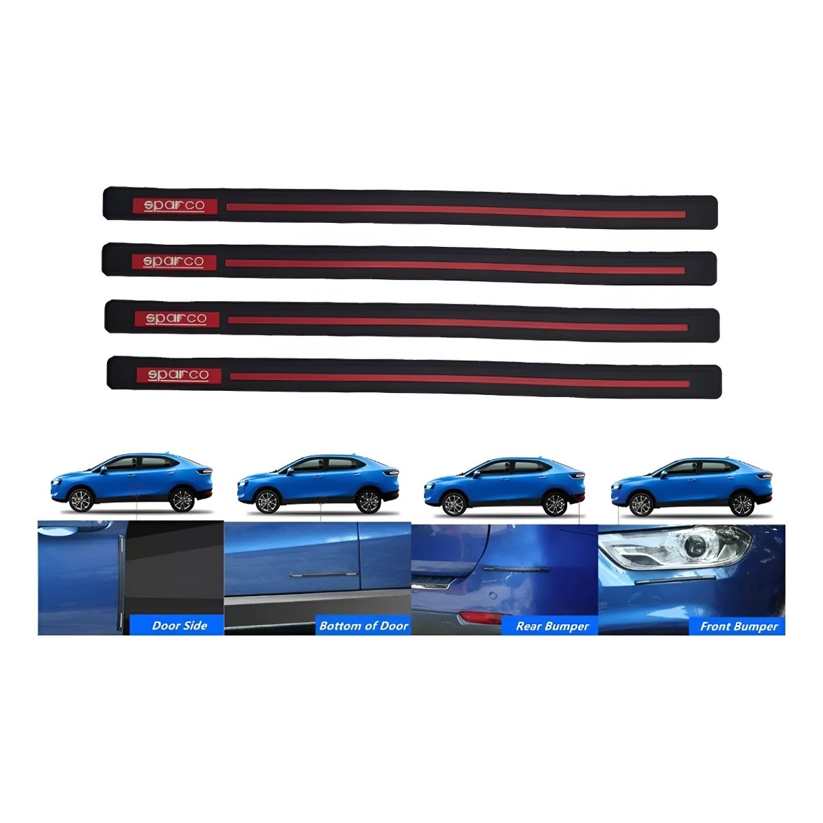 GENERICO - X4 Tope De Puerta Goma Universal Adhesivo Tuning Parachoques