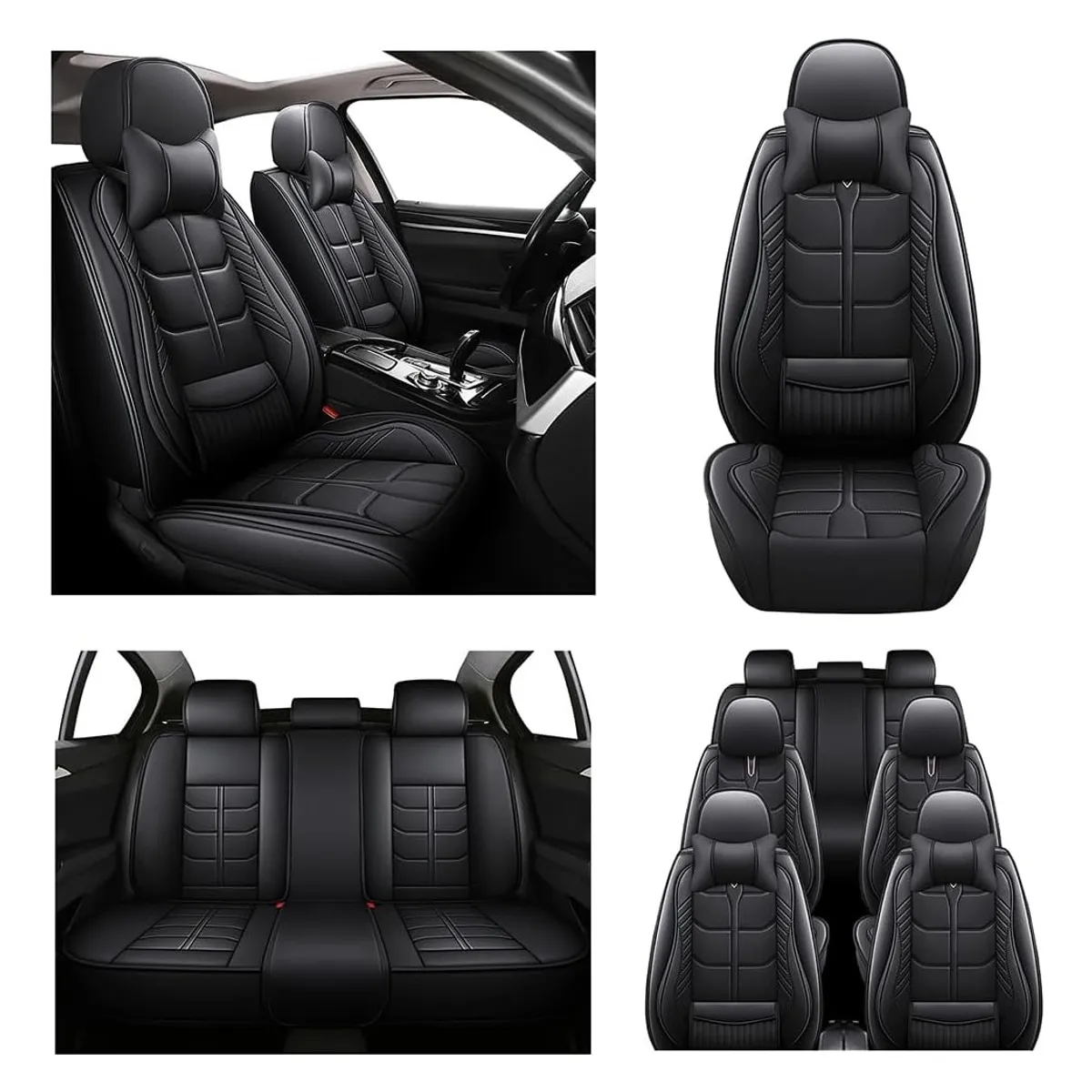 GENERICO - Kit Funda Cubre Asiento Auto Premium Luxury Par Almoadillas