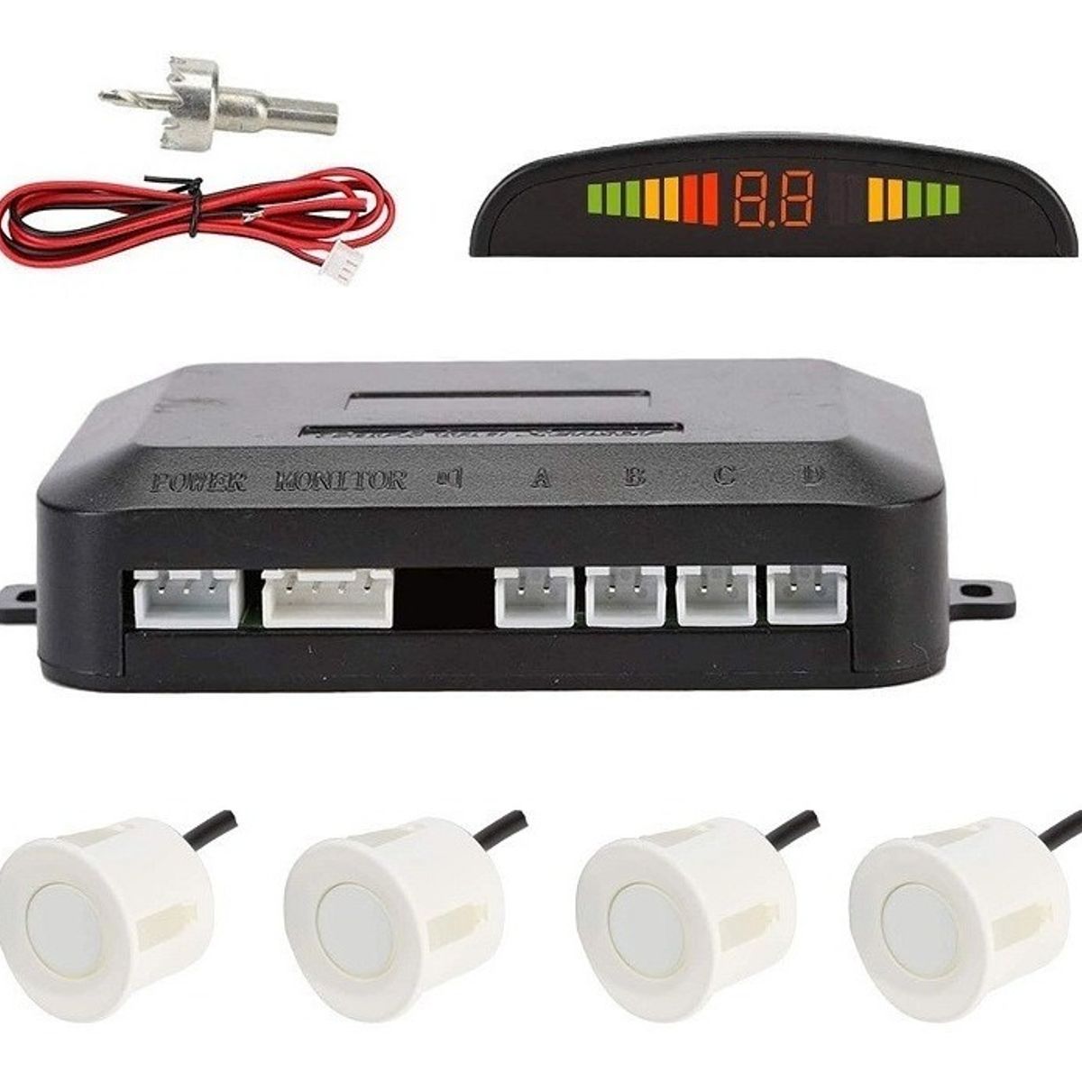 GENERICO - Sensores De Retroceso Distancia Alarma Sonido Visual Sistema Color Plateado-213081-213124 C43