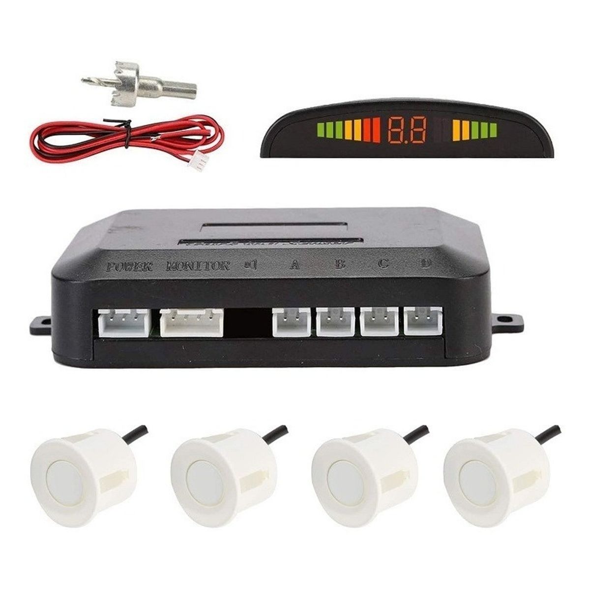 GENERICO - Sensores De Retroceso Distancia Alarma Sonido Visual Sistema Color Plateado-213081-213124 C43