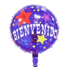 GENERICO - Globo metálico redondo de bienvenido púrpura de 45cm