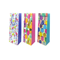 GENERICO - Bolsa Regalo Vino Colores 12x35x9cm